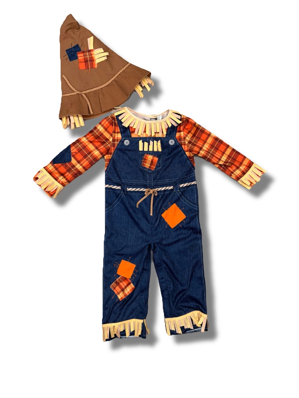 Toddler Scarecrow Costume Complete Outfit w/ Hat Fringe 12-24M Halloween